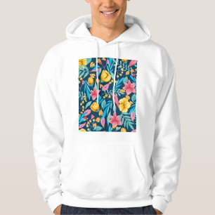 Veste À Capuche Aquarelle botanique : fleurs, ornement feuille.