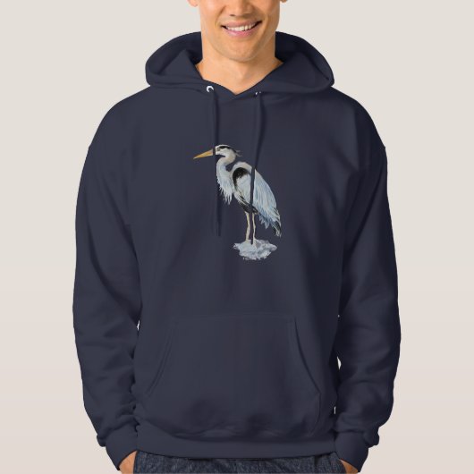 Veste À Capuche Aquarelle originale Great Blue Heron Bird (Devant)
