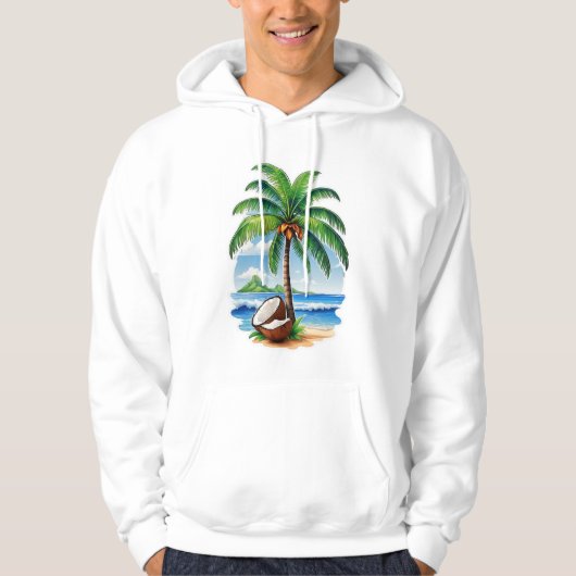 Veste À Capuche Arbre de coco Île tropicale (Devant)