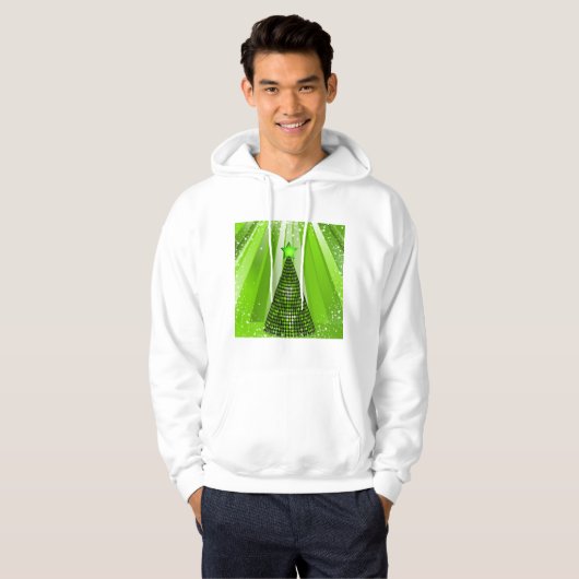 Veste À Capuche Arbre de Noël vert moderne avec étoile (Devant entier)
