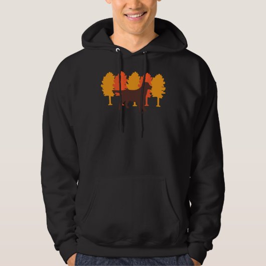 Veste À Capuche Arbres d'automne Chocolat Labrador Silhouette (Devant)