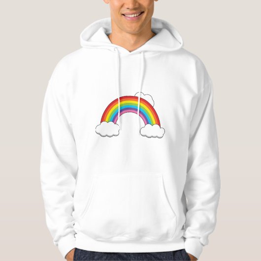 Veste À Capuche Arc en ciel avec nuages blancs (Devant)