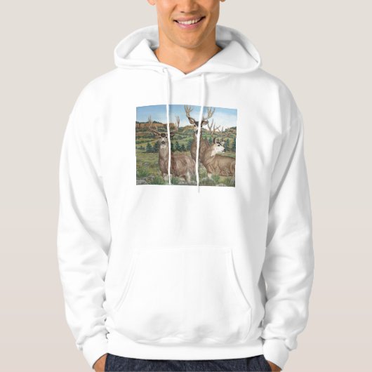 Veste À Capuche Art de faune de cerfs communs de mule (Devant)