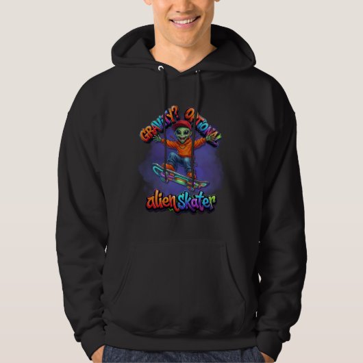 Veste À Capuche Art spatial Hoverboard Alien Skateur Gravité facul (Devant)