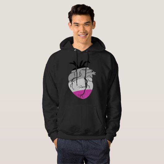 Veste À Capuche Asexual Pride Heart Flag (Devant entier)