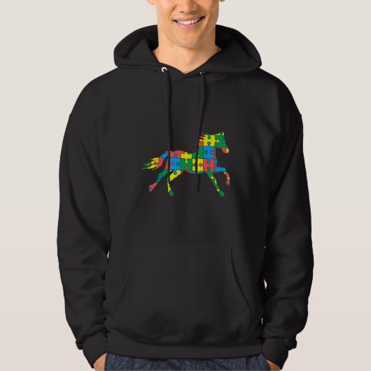 Veste À Capuche Autism Horse Autism Mois Ruban Puzzle Différence (Devant)