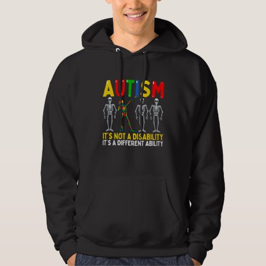 Veste À Capuche Autism It's A Different Ability Dabbing Skeleton (Devant)