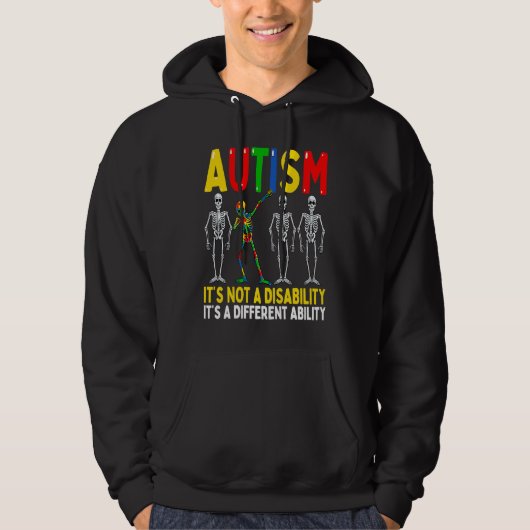 Veste À Capuche Autism It's A Different Ability Dabbing Skeleton (Devant)