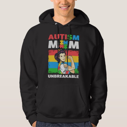 Veste À Capuche Autism Mom Unbreakable Autism Support Autism Aware (Devant)
