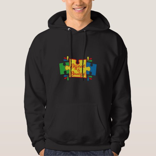 Veste À Capuche Autisme différent et beau actif (Devant)