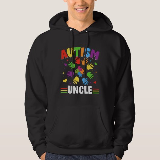 Veste À Capuche Autisme mignon Oncle Couleurs Mains Puzzle Autisme (Devant)
