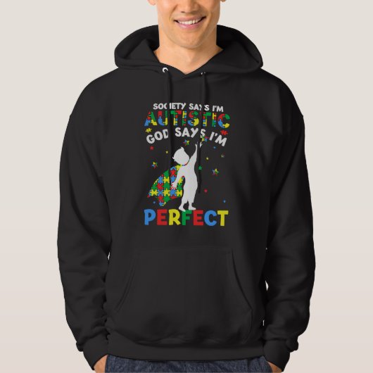 Veste À Capuche Autistic God Says I'm Perfect Autism Awareness Puz (Devant)
