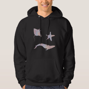 Veste À Capuche Autocollant Pastel Stingray Whale Starfish P