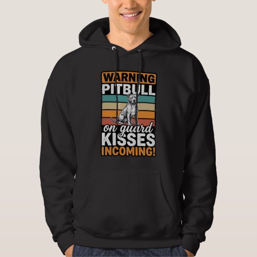 Veste À Capuche Avertissement Pitbull Bisous à venir Design de chi (Devant)