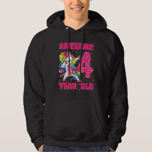 Veste À Capuche Awesome Dabbing Unicorn Donut 4e anniversaire 4 an