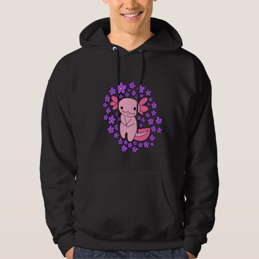 Veste À Capuche Axolotl et fleurs (Devant)