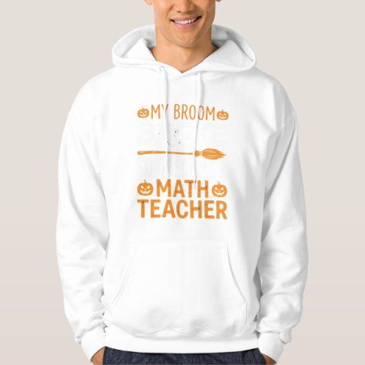 Veste À Capuche Balai d'Halloween de professeur de maths drôle (Devant)