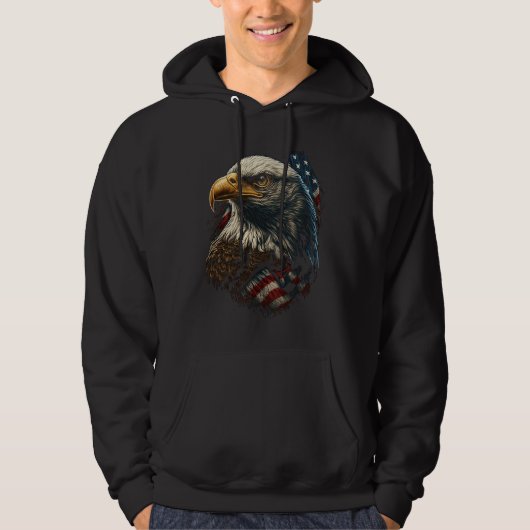 Veste À Capuche Bald Eagle 4th of July  American Flag Distressed R (Devant)