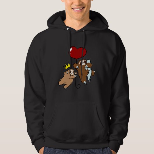 Veste À Capuche Balloon Coeur Sloth Et Chat (Devant)