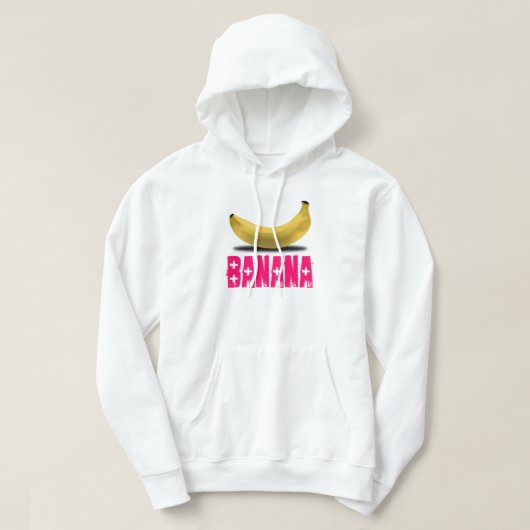 VESTE À CAPUCHE BANANE AVEC TEXTE ROSE (Design devant)