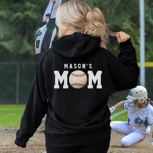 Veste À Capuche Baseball Softball Maman Nom de l'enfant Parent Noi