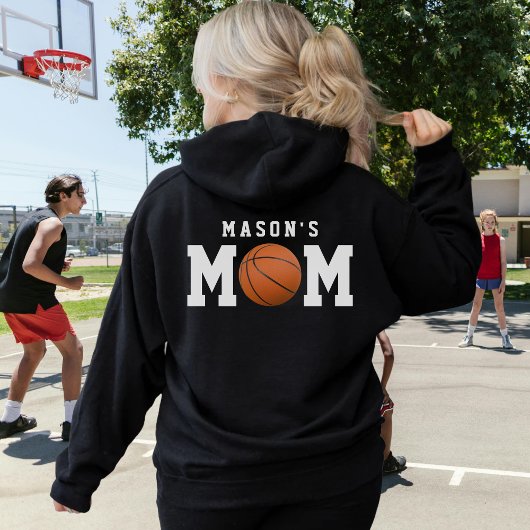 Veste À Capuche Basketball Maman Nom de l'enfant Parent Noir
