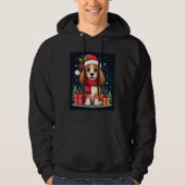 Veste À Capuche Basset Hound Dog Christmas Outfits Santa Hat Dog X (Devant)