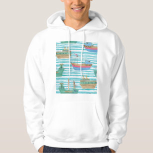 Veste À Capuche Bateaux : Motif de peinture aquarelle.