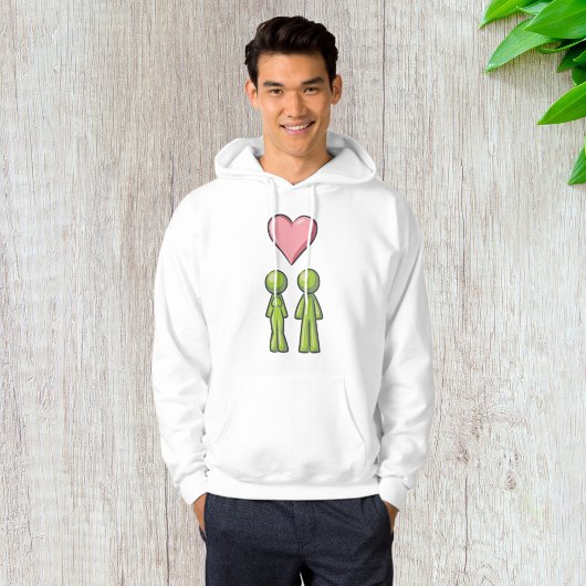 Veste À Capuche Bâton vert Figure Couple Rose Coeur amour