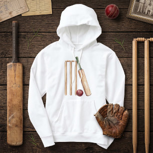 Veste À Capuche Batte et balle de cricket à l'aquarelle classique