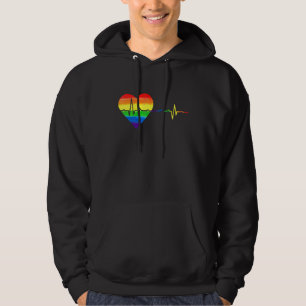 Veste À Capuche Battement de coeur Arc-en-ciel Amour LGBT Lesbienn