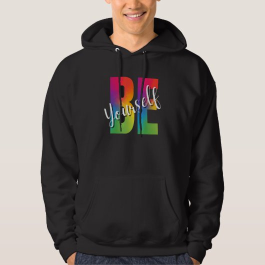 Veste À Capuche Be Yourself LGBT-Q Gay Lesbian Bi Trans Pride Squa (Devant)