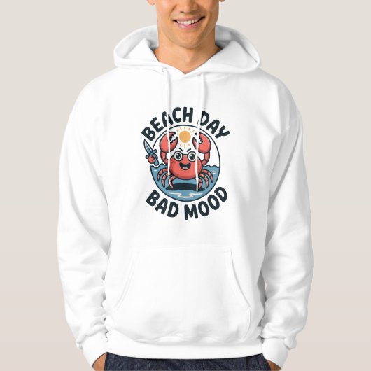 Veste À Capuche Beach Day Bad Mood – Funny Crab Cartoon Summer T‑S (Devant)