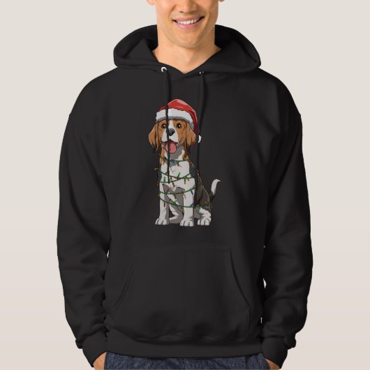 Veste À Capuche Beagle Avec Santa Hat Noël Thème Beagle Amour (Devant)