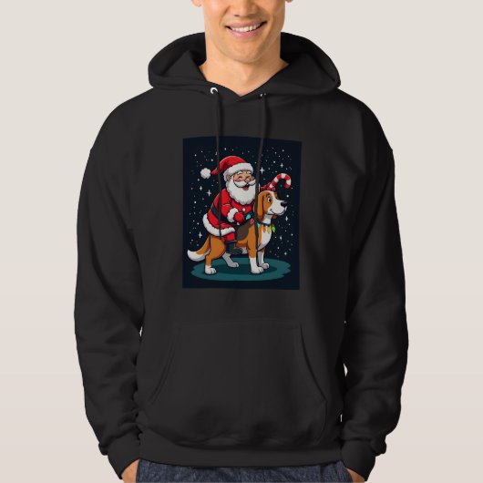 Veste À Capuche Beagle éclairage de Noël Santa à cheval Beagle chi (Devant)