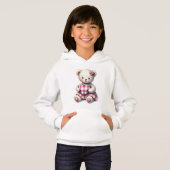 Veste à capuche bébé fille ours en peluche rose (Devant entier)