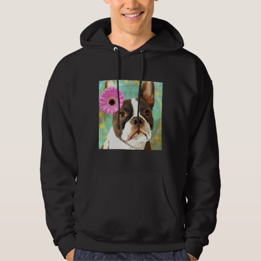 Veste À Capuche Belle mariée rougissante Boston Terrier Dog Art (Devant)