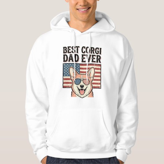 Veste À Capuche Best Corgi Dad Ever Patriotic Vintage Dog Shirt_1 (Devant)