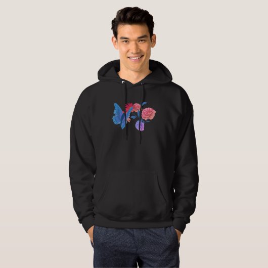 Veste À Capuche Bi Pride Butterfly Bisexual Flag Flower (Devant entier)