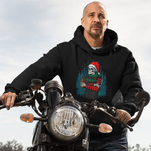 Veste À Capuche Bière crâne père Noël Noël Mec Chilling Drôle