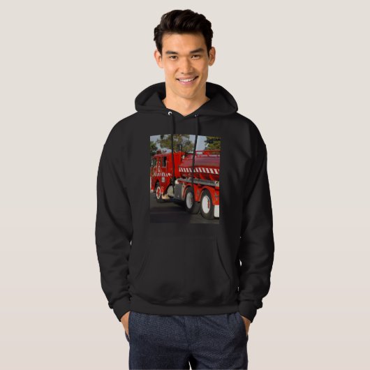 Veste À Capuche Big_Red Fire Engine, Sweatshirt à capuchon noir po (Devant entier)