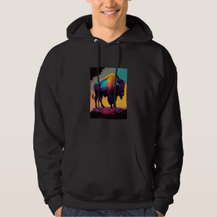Veste À Capuche Bison Américain Animal Pop Bison Grilling 1