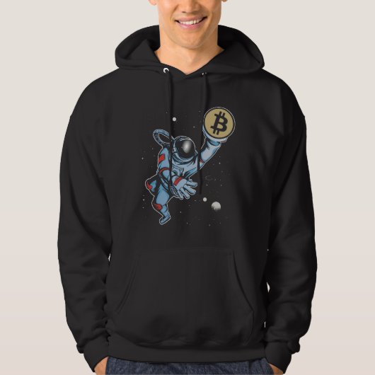 Veste À Capuche Bitcoin à l'astronaute de lune (Devant)