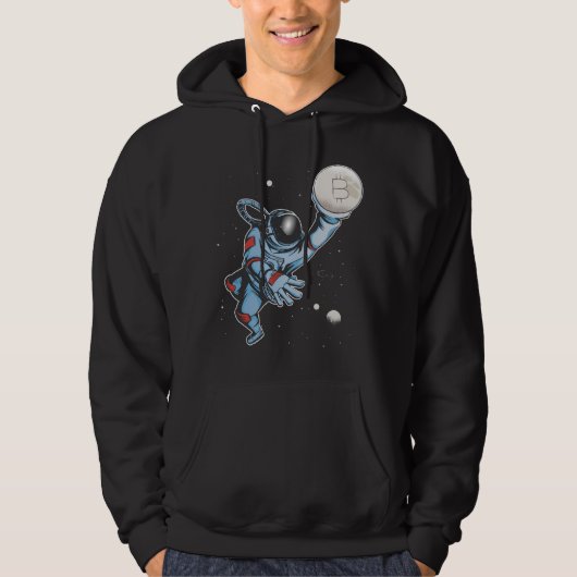 Veste À Capuche Bitcoin à l'astronaute de lune (Devant)