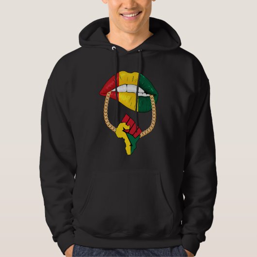 Veste À Capuche Black Queen Melanin Lips Africa Flag Pride BHM Bla (Devant)