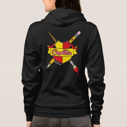 Veste À Capuche Blason Créatif de Chemise à Fermeture Éclair par S (Dos)