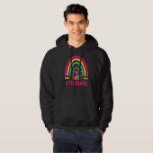 Veste À Capuche Bonjour 5e année Boho Rainbow Enseignant Retour à (Devant entier)