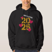 Veste À Capuche Bonne année 2025 - Design de coeur festif (Devant)