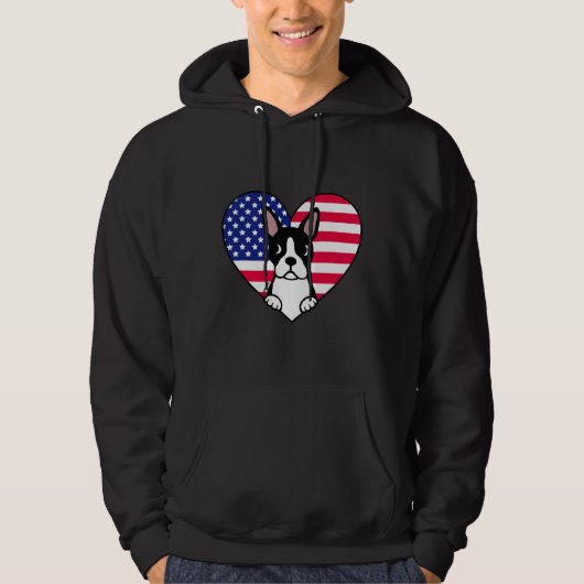 Veste À Capuche Boston Terrier Et Us Heart (Devant)