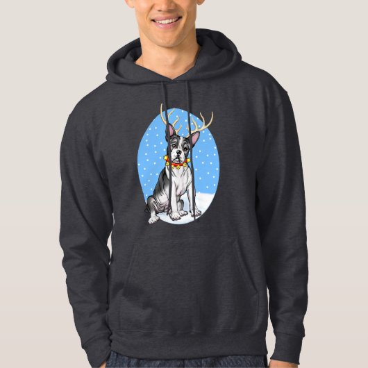 Veste À Capuche Boston Terrier Reindeer (Devant)